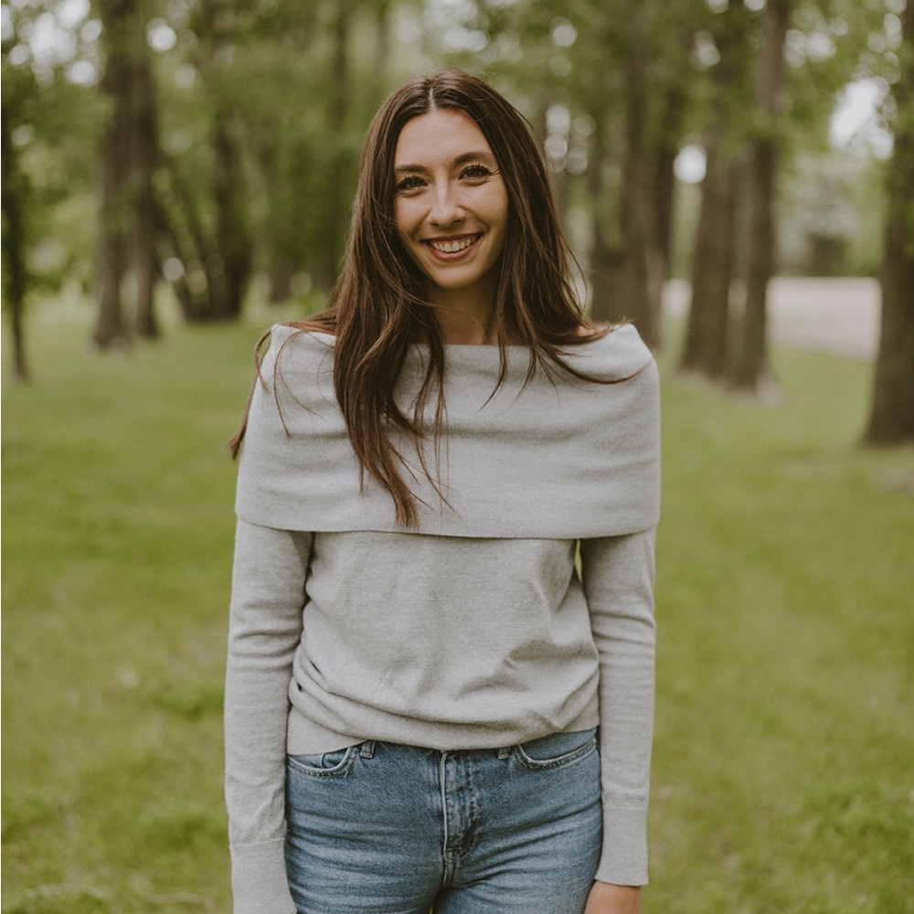 Wilfred Free Off-Shoulder Gray Sweater